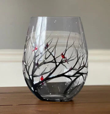 Four Seasons Tree Wine Glasses – Hand Painted Art