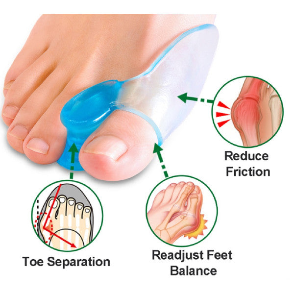 1 Pair Silicone Gel Bunion Toe Corrector Orthotics Toes Straightener Separator-SET002-Blue