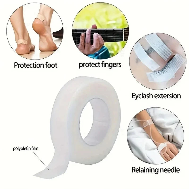 Breathable Grid Transparent Medical Tape Roll, Hypoallergenic PE Adhesive for Wound Care, Curved Healing Patches